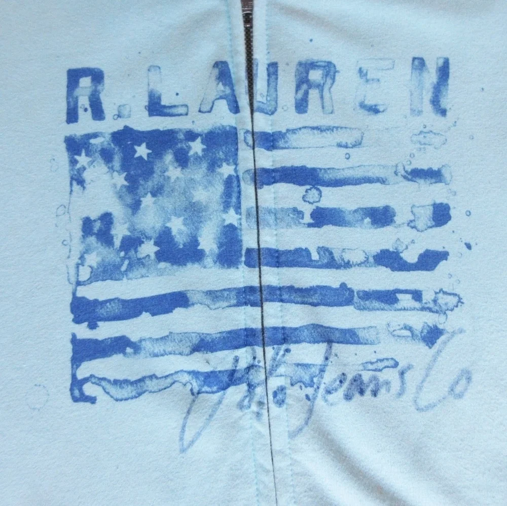 Vintage Ralph Lauren Polo Zip-Up Hoodie – Y2K Light Blue Size Small Amer… - Picture 2 of 5